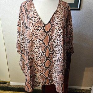 Adrienne Snake Skin Print Kimono Style Women's Top/Size L